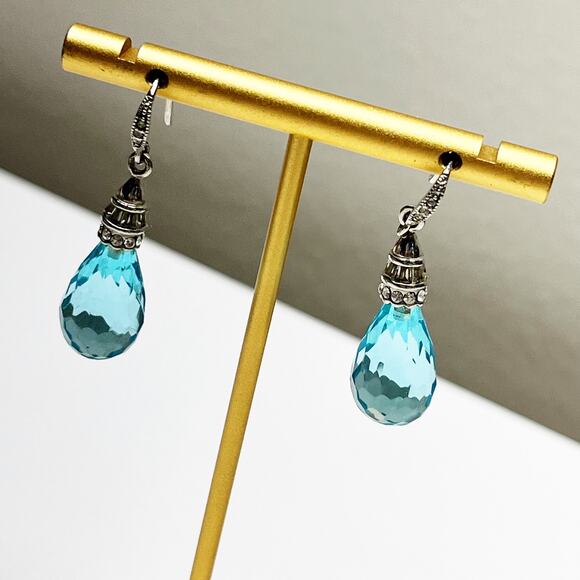 Givenchy Blue Faceted Teardrop Drop Earrings - Picture 4 of 6